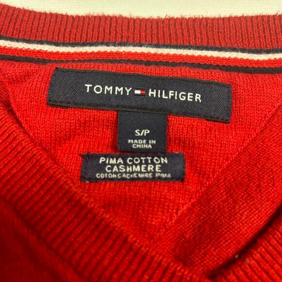 Tommy Hilfiger Red V Neck Cashmere Sweater - Picture 4 of 6
